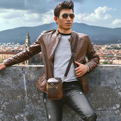Leather Multifunction Messenger Bag for Men 1167