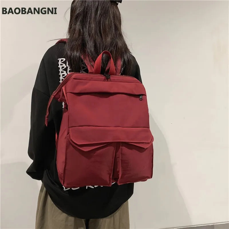 Nylon Backpack Women Travel Bagpack College Student Backbag