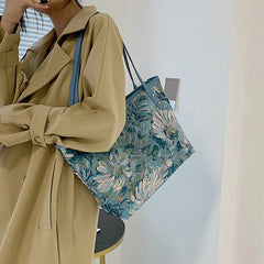 Oil Painting Canvas Tote Bag Retro Art Large Capacity Travel Bags Women