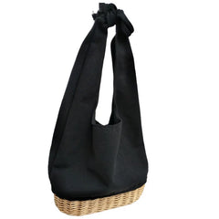 Portable Oval Shoulder Bag Cotton Linen Handbag Large Canvas Hand Bag