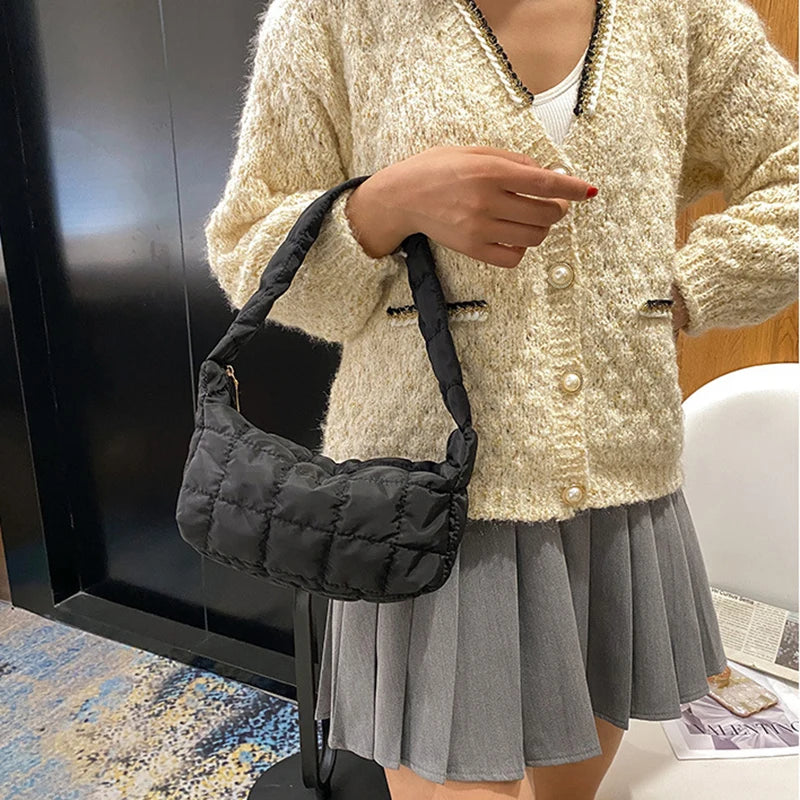 Oxford Cloth Underarm Bag Embroidery Handbag Pouch Shoulder Solid Bag
