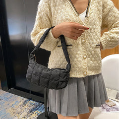 Oxford Cloth Underarm Bag Embroidery Handbag Pouch Shoulder Solid Bag