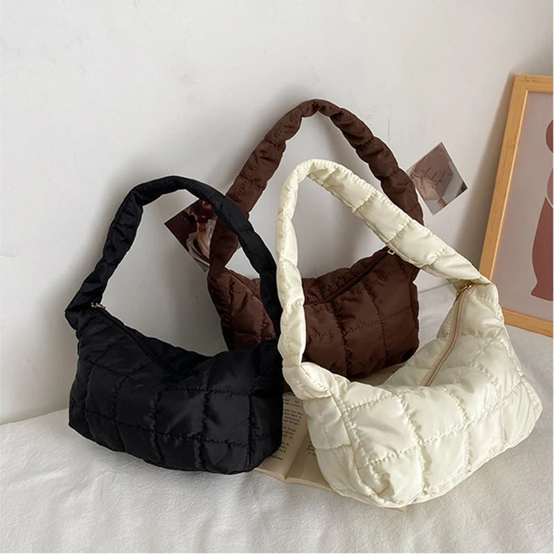 Oxford Cloth Underarm Bag Embroidery Handbag Pouch Shoulder Solid Bag
