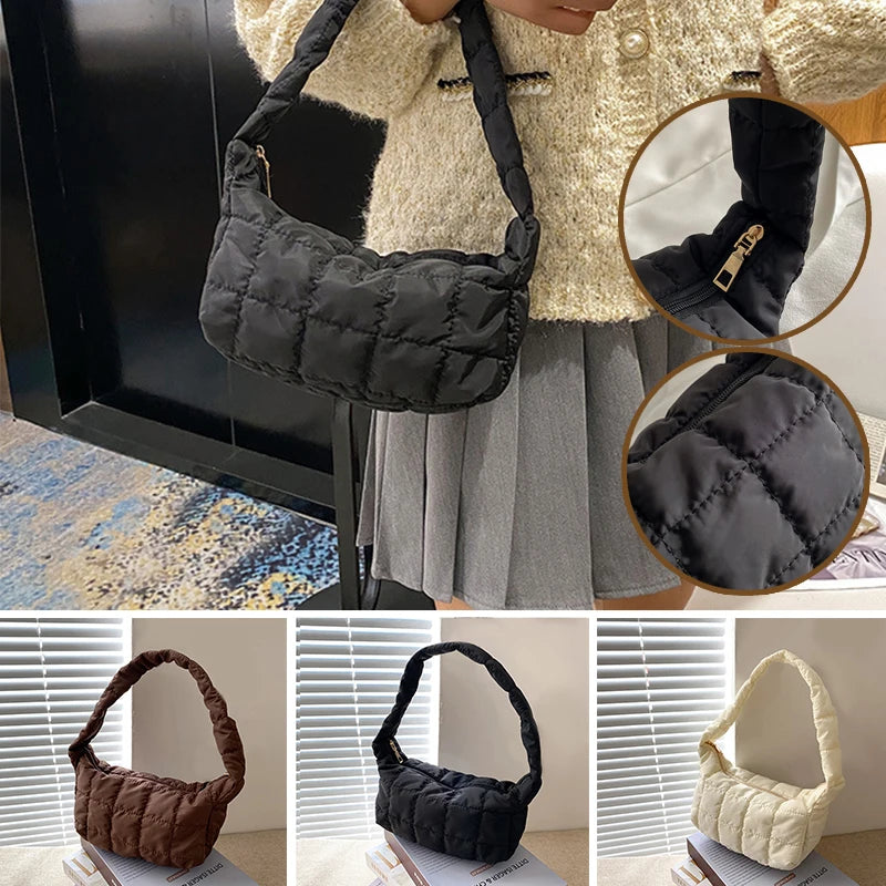 Oxford Cloth Underarm Bag Embroidery Handbag Pouch Shoulder Solid Bag
