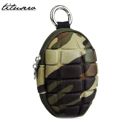 Unisex PU Key Holder Wallet Oval Headphone Case Bag Housekeeper Organizer