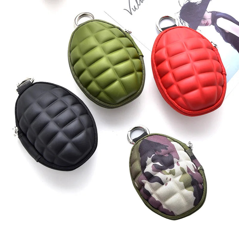Unisex PU Key Holder Wallet Oval Headphone Case Bag Housekeeper Organizer