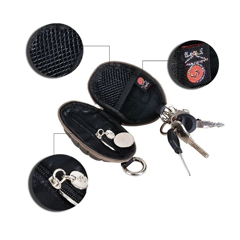 Unisex PU Key Holder Wallet Oval Headphone Case Bag Housekeeper Organizer
