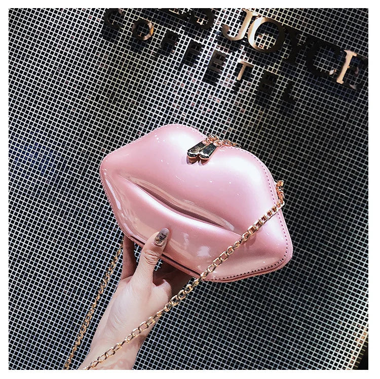 Red Lips Clutch Bag Evening Chain Purse Wedding Party Handbag