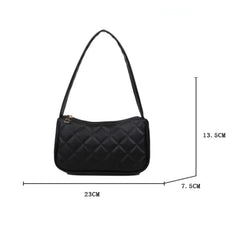 Shoulder Bag Texture Zipper Solid Handbag for Women Lingge Shopping Bag