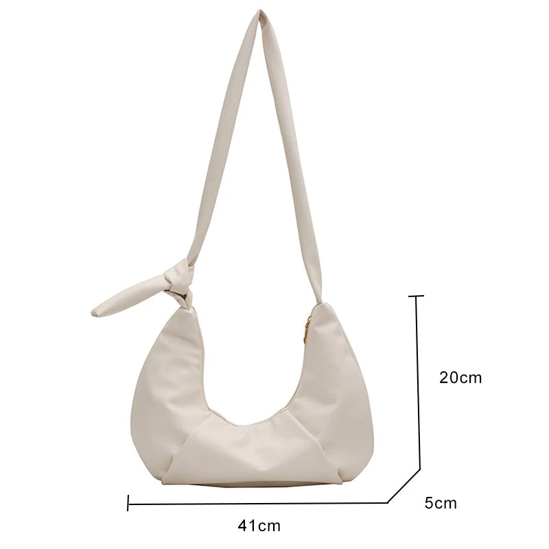 Waterproof PU Leather Women's Shoulder Bag High Pleated Crossbody Handbag