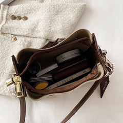Vintage PU Messenger Bag for Women Leather Clutch Tote Shoulder Handbag