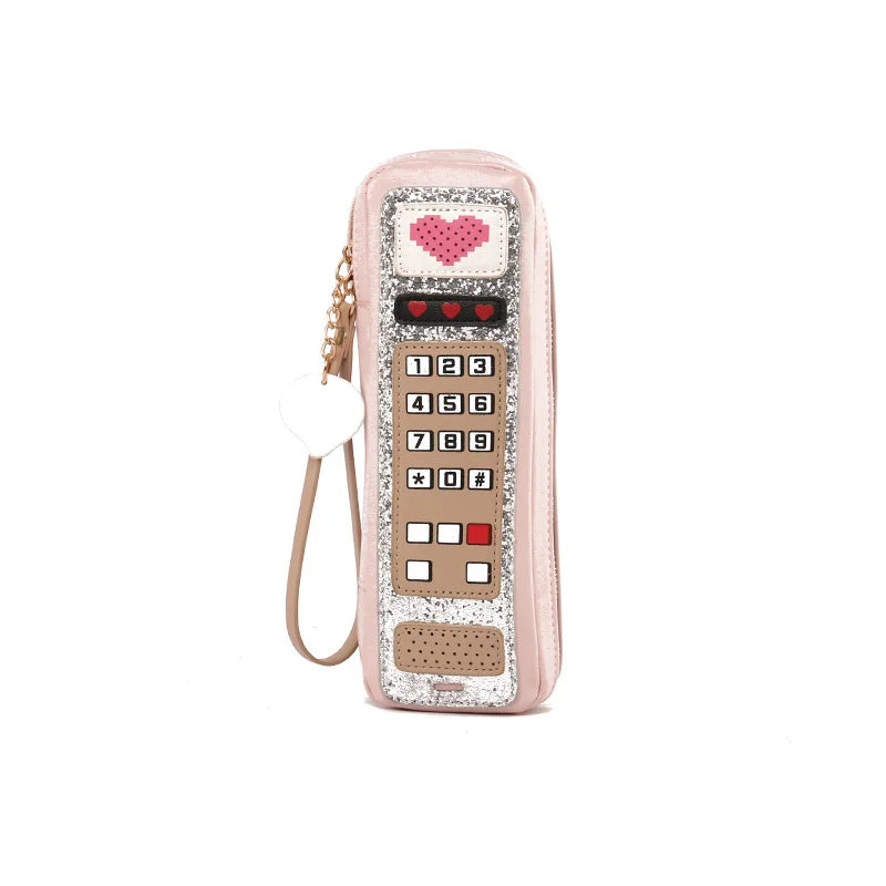Retro Phone Cartoon Handbag for Women Mini Clutch Female Party Purse