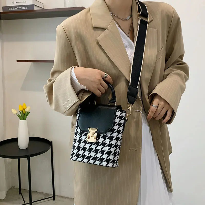 Plaid Patchwork Vintage Small Women Shoulder Crossbody Bag Tote