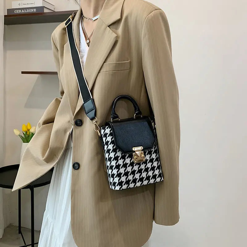 Plaid Patchwork Vintage Small Women Shoulder Crossbody Bag Tote