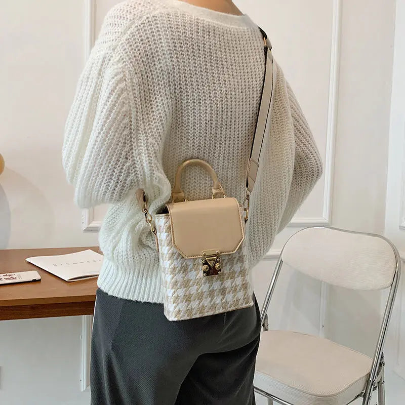 Plaid Patchwork Vintage Small Women Shoulder Crossbody Bag Tote