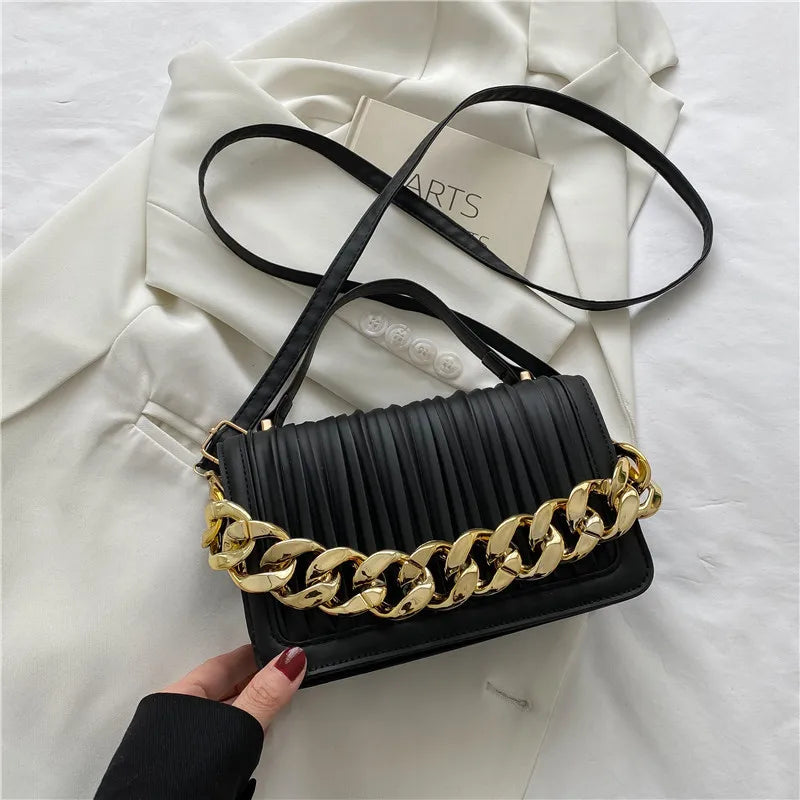 Pleated Women Bag Chain Handbag Crossbody Bag