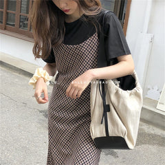 Vintage Street Canvas Shoulder Bag Large Capacity Tote Bag Women