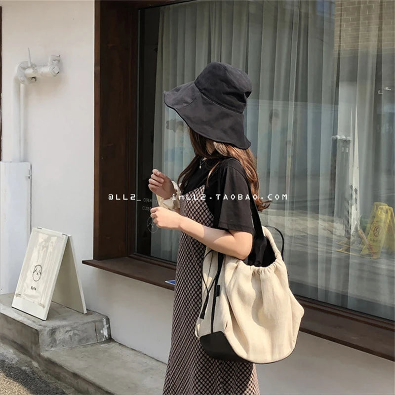 Vintage Street Canvas Shoulder Bag Large Capacity Tote Bag Women