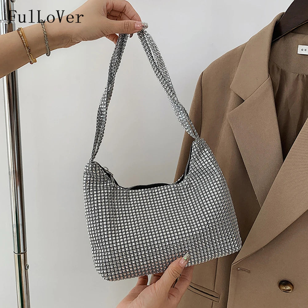 Bright Diamond Shoulder Bag for Women Casual Underarm Handbag
