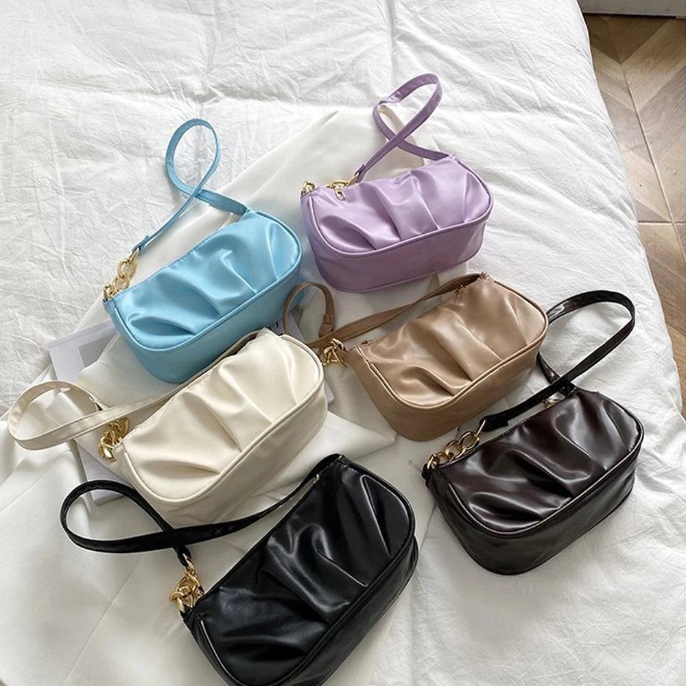 Ruffled Cloud Chain Mini Crossbody Bag for Women