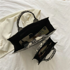 Large Jacquard Shoulder Bag for Women