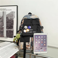Nylon School Bag Women Backpacks Teenage Rucksack Female