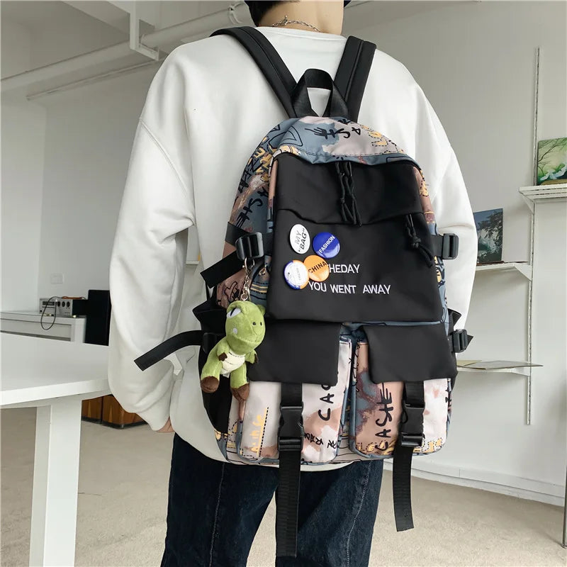 Nylon School Bag Women Backpacks Teenage Rucksack Female