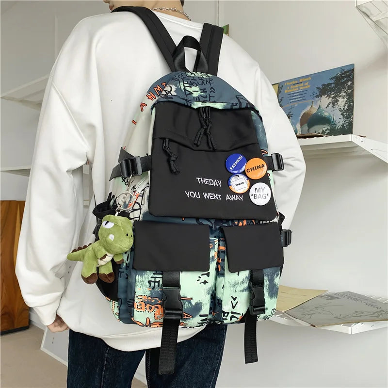 Nylon School Bag Women Backpacks Teenage Rucksack Female