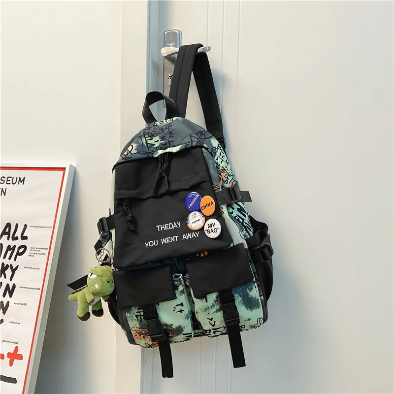 Nylon School Bag Women Backpacks Teenage Rucksack Female