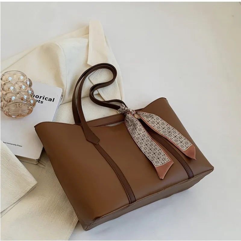 Literature Style Pu Shoulder Bag for College Students