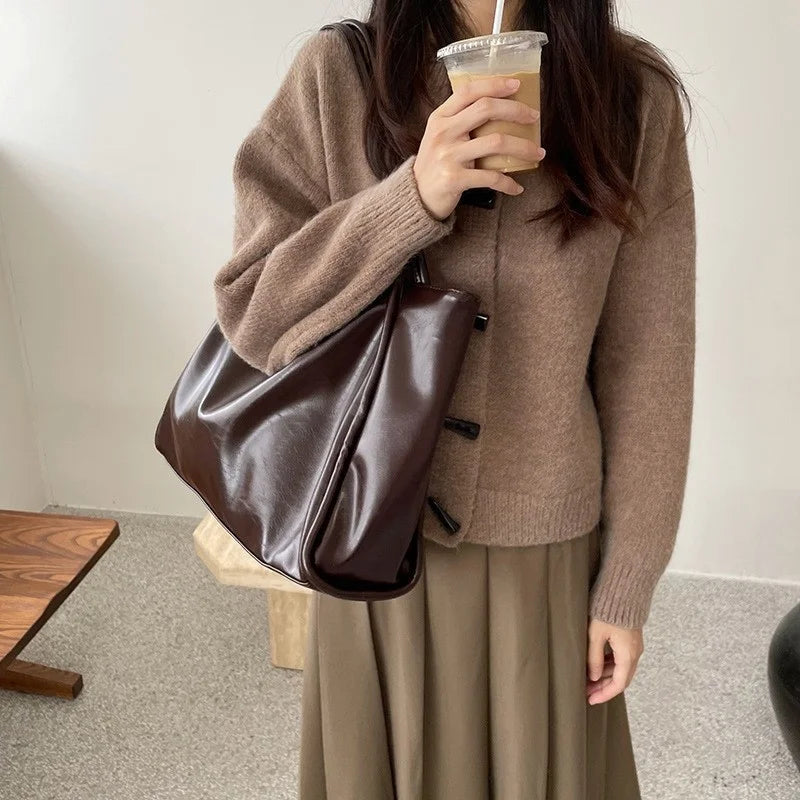 Large Capacity PU Leather Shoulder Tote Bag for Women
