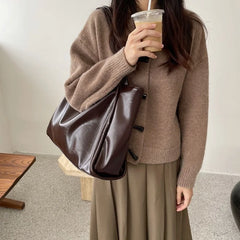 Large Capacity PU Leather Shoulder Tote Bag for Women