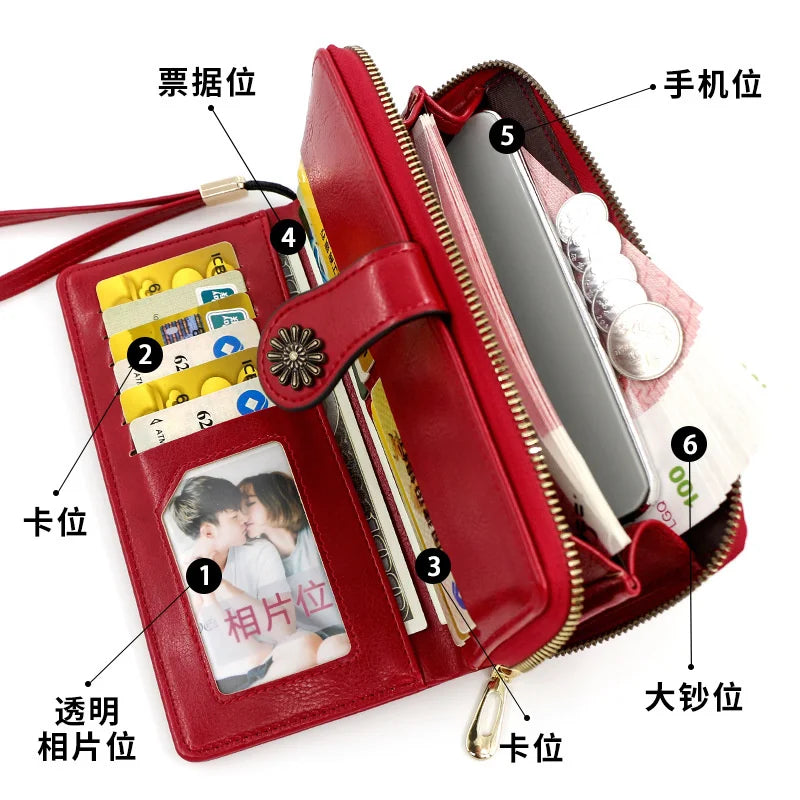 Women's Long Zipper Bag Handbag Purse
