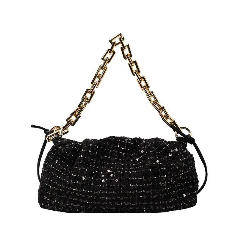 Shoulder Bag High Crossbody Bag With Chain Pleated