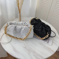 Shoulder Bag High Crossbody Bag With Chain Pleated