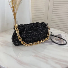 Shoulder Bag High Crossbody Bag With Chain Pleated