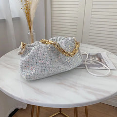 Shoulder Bag High Crossbody Bag With Chain Pleated