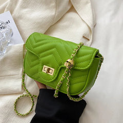 Quilted Messenger Bag Soft Leather Casual Handbag Small Flap Shoulder Bag