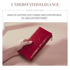 RFID Women Wallet Cowhide Business Long Ladies Wallet Oil Leather Bag