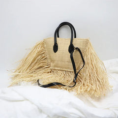 Raffia Woven Bag Shoulder Slung Straw Woven Bag Tassel Handbag