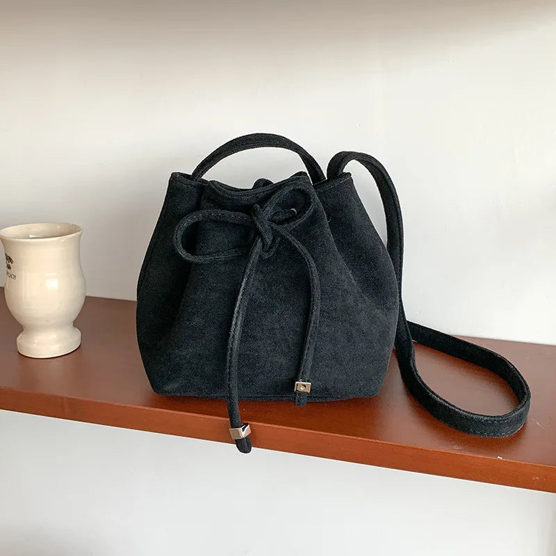 Retro Crossbody Bag Female Bundle All-in-one Mouth Bag Draw Rope Mini Bucket Bag