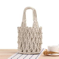 Retro Hollow Vacation Tote Handbag Portable Bucket Bag IL00604