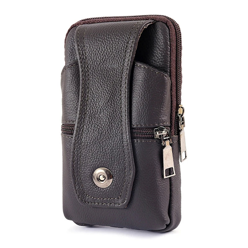 Vintage Leather Men's Waist Bag Multifunctional Male Bags