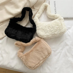 Vintage Furry Armpit Bag Large Capacity Shoulder Bags for Autumn Winter