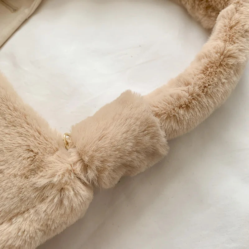 Vintage Furry Armpit Bag Large Capacity Shoulder Bags for Autumn Winter