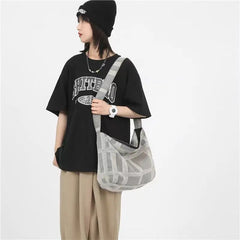 Strip Printing Postman Bag for Women Retro Style