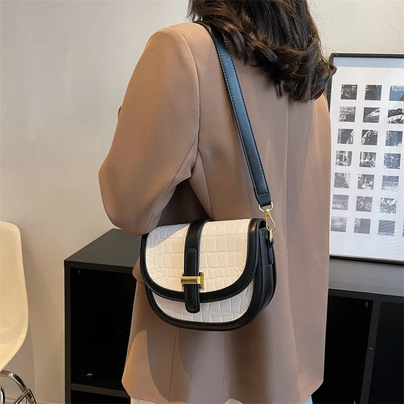 Retro Pu Leather Stone Pattern Shoulder Crossbody Bags For Women