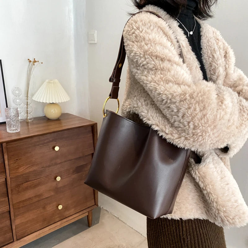 Retro PU Leather Crossbody Bag for Women Shoulder Handbag