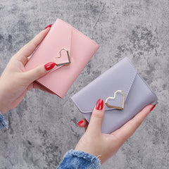 Metal Heart-shaped Short Wallet for Women