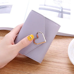 Metal Heart-shaped Short Wallet for Women